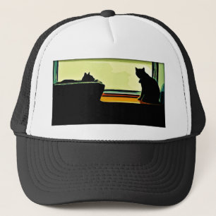 Cartoon Window Kitties Trucker Hat
