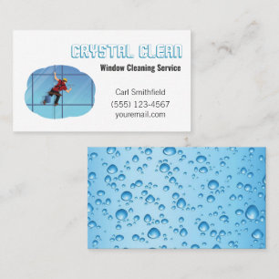 Cartoon Window Squeegee Cleaning Service Guy Business Card