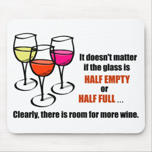 Cartoon Wine Glasses Glass Half Empty Wine Humour Mouse Mat