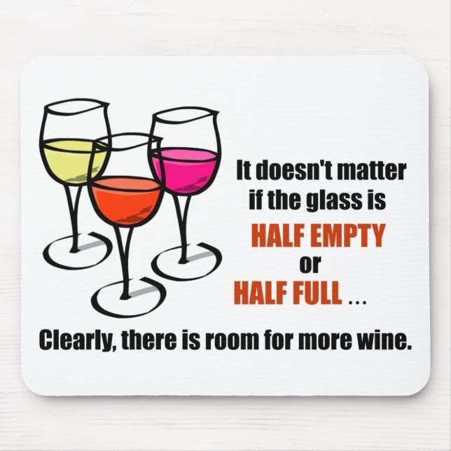 Cartoon Wine Glasses Glass Half Empty Wine Humour Mouse Mat (Front)
