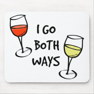 Cartoon Wine Glasses I Go Both Ways Funny Mouse Mat