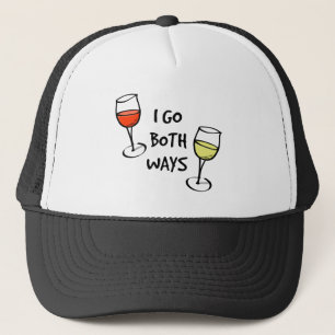 Cartoon Wine Glasses I Go Both Ways Funny Trucker Hat