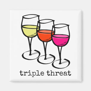 Cartoon Wine Glasses Triple Threat Funny Winery Magnet