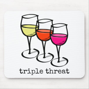 Cartoon Wine Glasses Triple Threat Funny Winery Mouse Mat