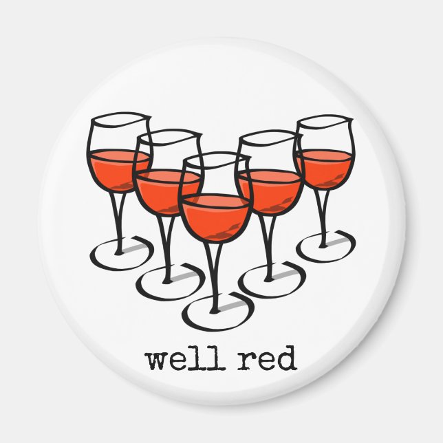 Cartoon Wine Glasses Well Red Winery Humour Magnet (Front)