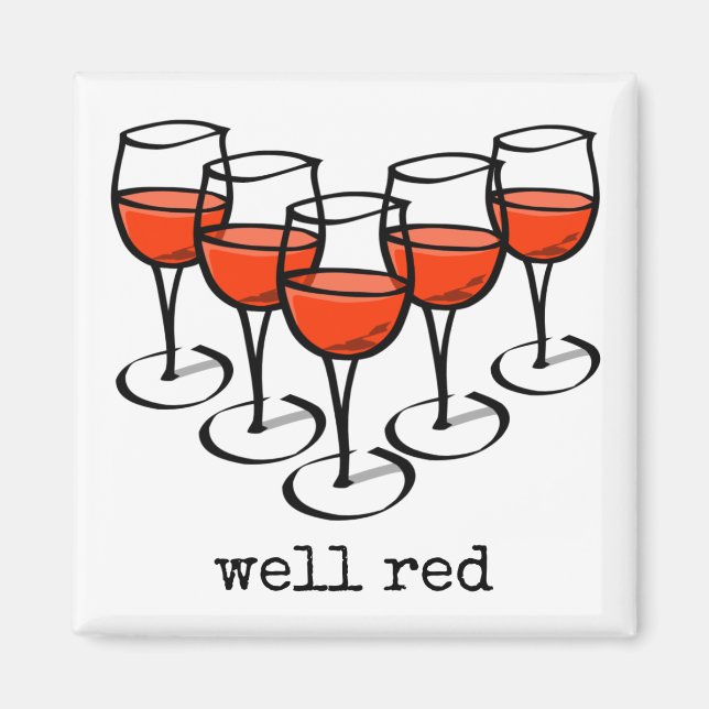 Cartoon Wine Glasses Well Red Winery Humour Magnet (Front)