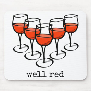 Cartoon Wine Glasses Well Red Winery Humour Mouse Mat