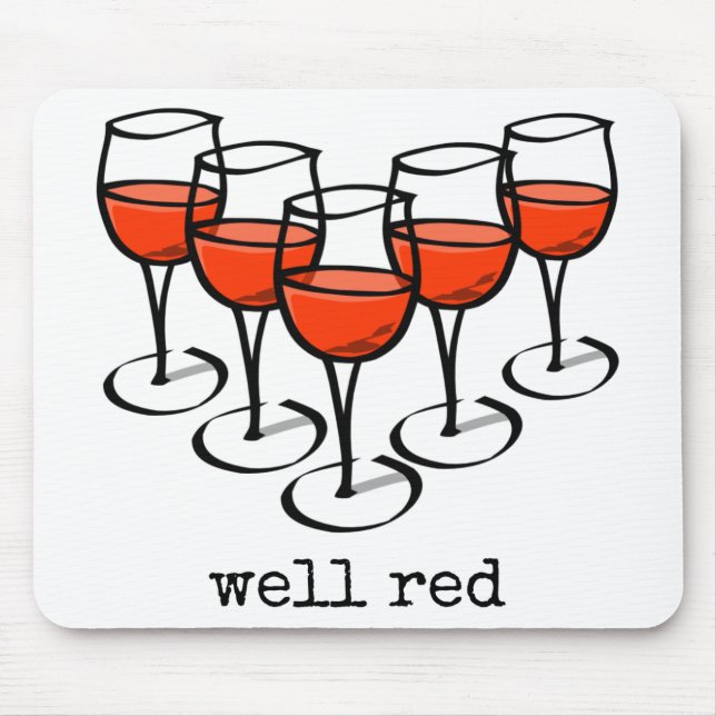 Cartoon Wine Glasses Well Red Winery Humour Mouse Mat (Front)