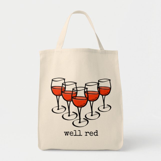 Cartoon Wine Glasses Well Red Winery Humour Tote Bag (Front)