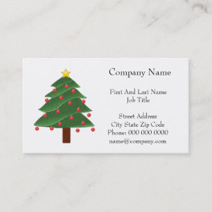 Cartoon Winter Christmas Tree with Ornaments  Business Card