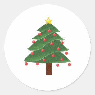 Cartoon Winter Christmas Tree with Ornaments  Classic Round Sticker