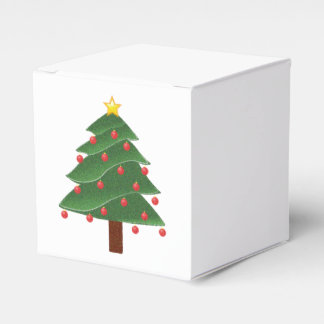 Cartoon Winter Christmas Tree with Ornaments  Favour Box