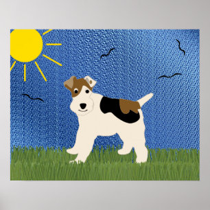 Cartoon Wire Fox Terrier Poster