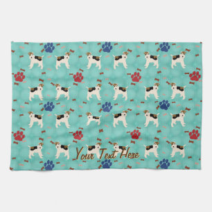 Cartoon Wire Fox Terrier Tea Towel