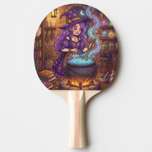 Cartoon Witch Making Love Potion Ping Pong Paddle