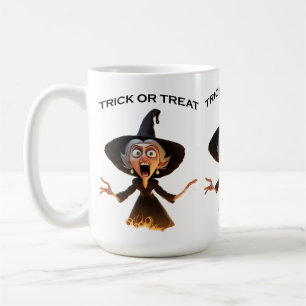 Cartoon Witch "Trick or Treat" Coffee Mug