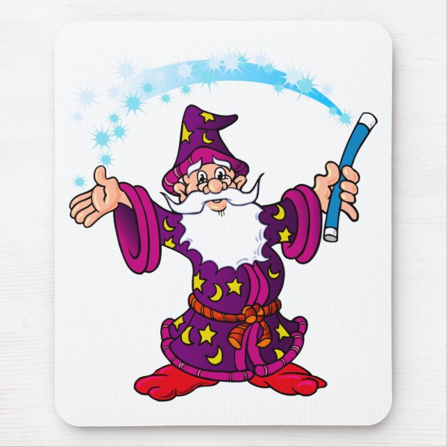 Cartoon Wizard Mouse Mat (Front)