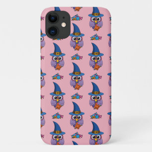 Cartoon Wizard Owl Pattern iPhone 11 Case