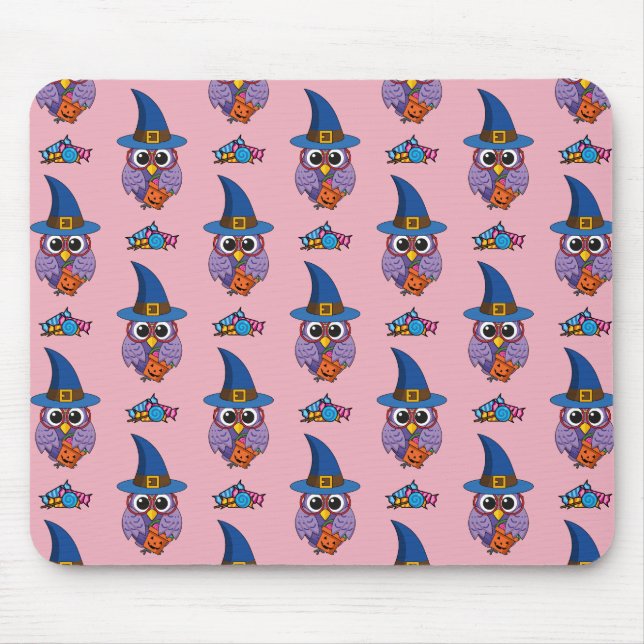 Cartoon Wizard Owl Pattern Mouse Mat (Front)