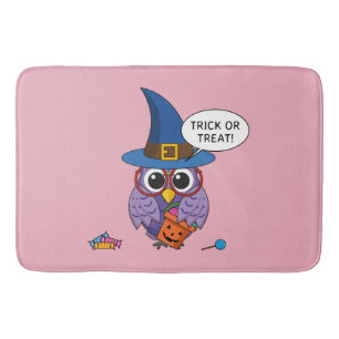 Cartoon Wizard Owl - Trick or Treat Bath Mat