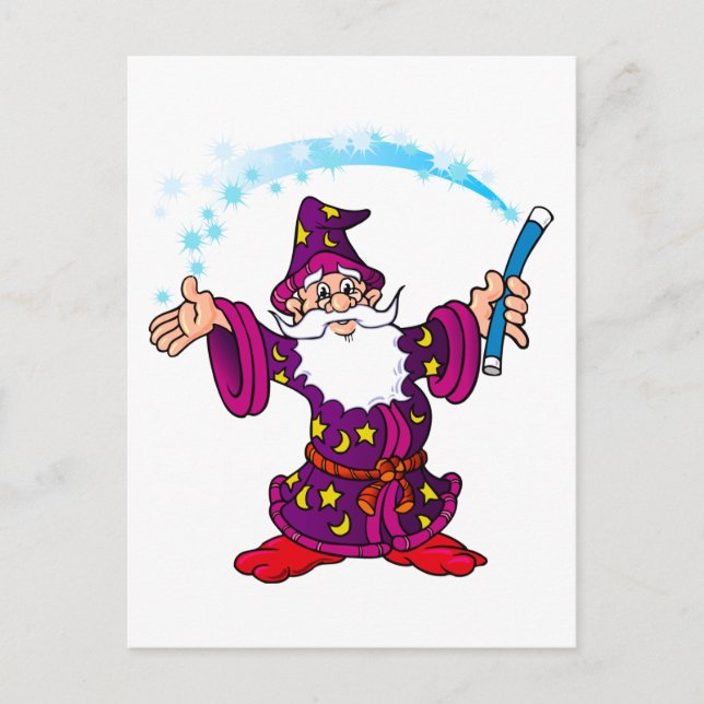 Cartoon Wizard Postcard (Front)