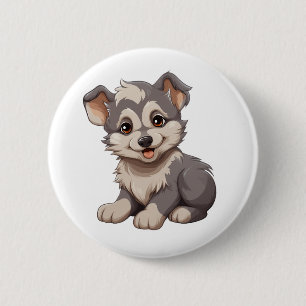Cartoon wolf illustration 6 cm round badge
