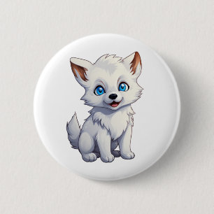Cartoon wolf illustration 6 cm round badge