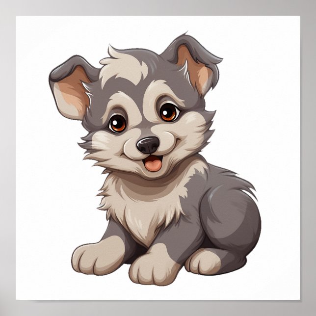 Cartoon wolf illustration poster (Front)