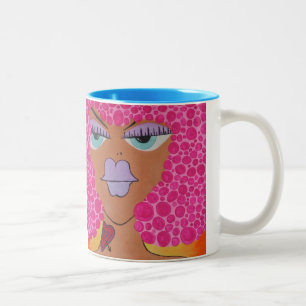 Cartoon woman afro tattoo coffee mug