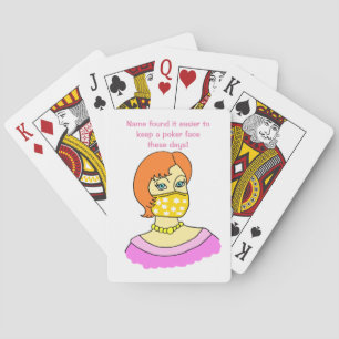 Cartoon Woman Face Mask Funny Playing Cards