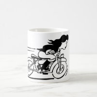Cartoon Woman Riding Motorcycle Biker Chick Art