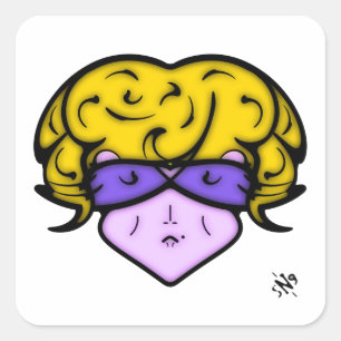 Cartoon woman with beauty mark and glasses v1 square sticker