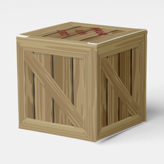 Cartoon Wood Crate Favour Box (Front Side)