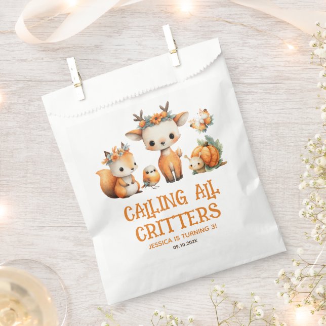 Cartoon Woodland Animals Cute Fall Kids' Birthday  Favour Bags (Clipped)