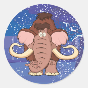 Cartoon Woolly Mammoth Classic Round Sticker