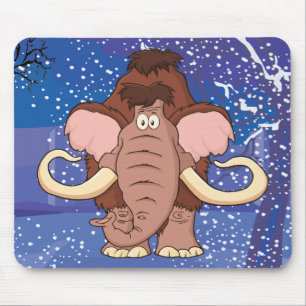 Cartoon Woolly Mammoth Mouse Mat