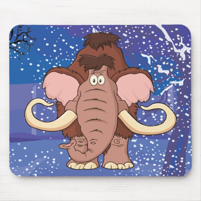 Cartoon Woolly Mammoth Mouse Mat (Front)