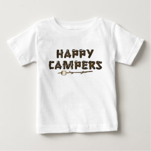 Cartoon word art happy campers baby t-shirt