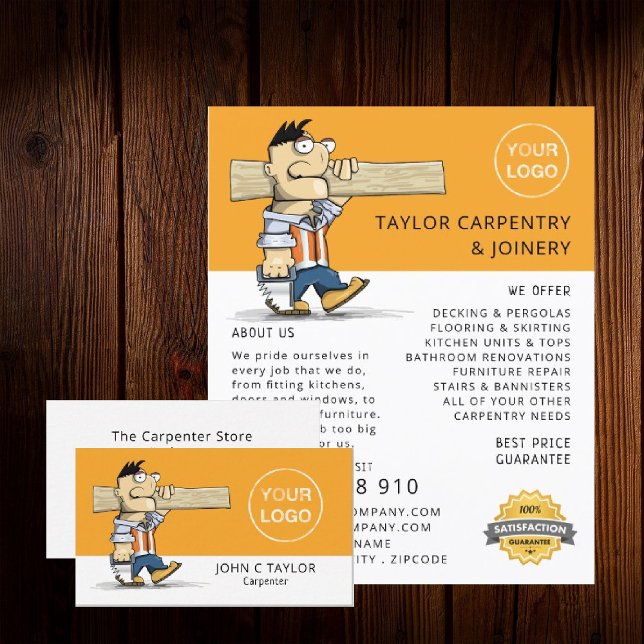 Cartoon Workman, Carpentry, Carpenter Advertising Flyer (Creator Uploaded)