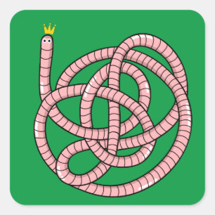 Cartoon worm in crown square sticker