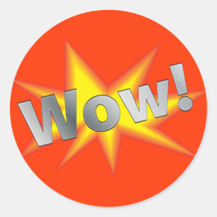 Cartoon WOW Classic Round Sticker