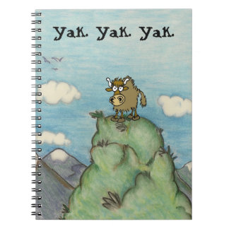 Cartoon yak drawing on mountain top yak.yak.yak. notebook