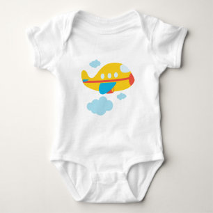 Cartoon Yellow Aeroplane Baby Bodysuit