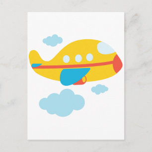 Cartoon Yellow Aeroplane Postcard