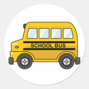 Cartoon Yellow and Black School Bus Classic Round Sticker