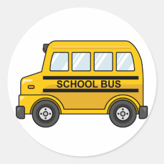 Cartoon Yellow and Black School Bus Classic Round Sticker