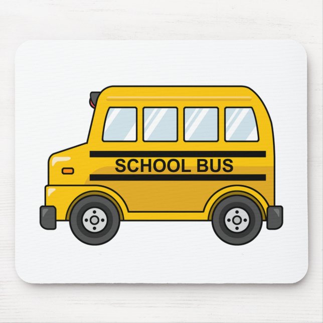 Cartoon Yellow and Black School Bus Mouse Mat (Front)