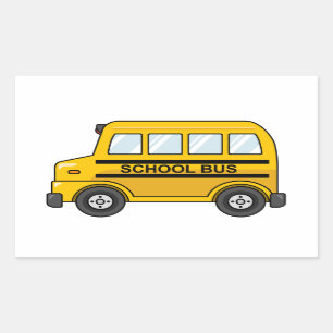 Cartoon Yellow and Black School Bus Rectangular Sticker