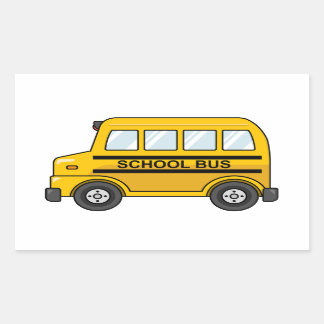 Cartoon Yellow and Black School Bus Rectangular Sticker