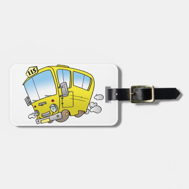 Cartoon Yellow Bus Luggage Tags (Front Horizontal)